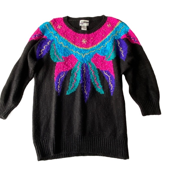 VTG 80s 90s Distinctly Different Beaded Sweater - Picture 4 of 12